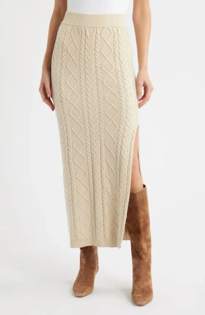 City Blues Cable Knit Maxi Sweater Skirt In White