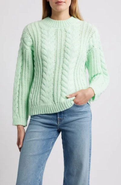 City Blues Cable Knit Sweater In Green