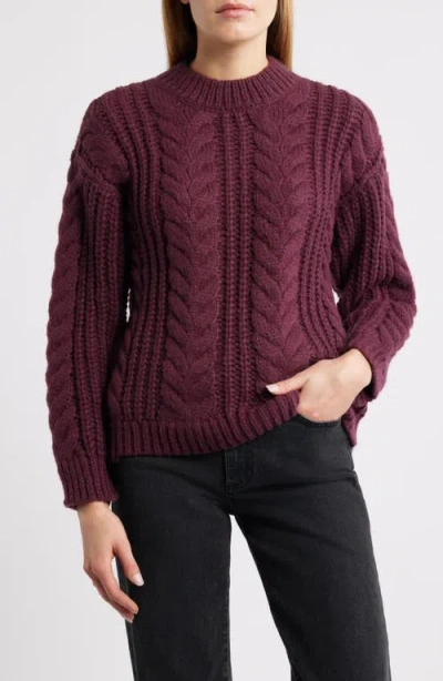 City Blues Cable Knit Sweater In Purple