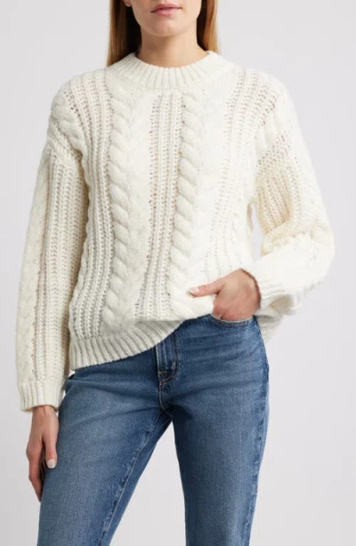 City Blues Cable Knit Sweater In White