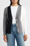 City Blues Colorblock Cardigan In White