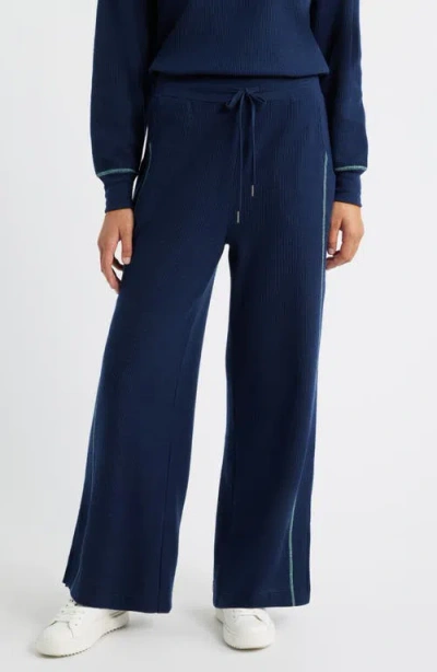 City Blues Contrast Stitch Waffle Knit Lounge Pants