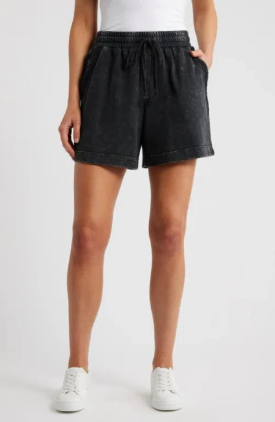 City Blues Crochet Accent Cotton Knit Shorts In Black