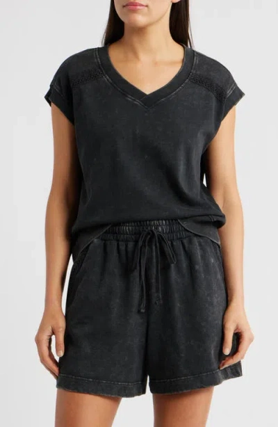 City Blues Crochet Detail Muscle Tee In Black