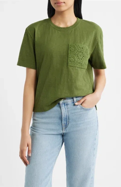 City Blues Crochet Pocket T-shirt In Green