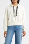 City Blues Crop Cotton Hoodie In White