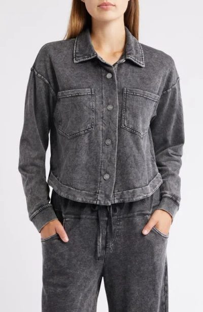 City Blues Crop Knit Shacket In Black