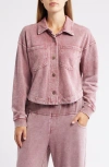 City Blues Crop Knit Shacket In Pink