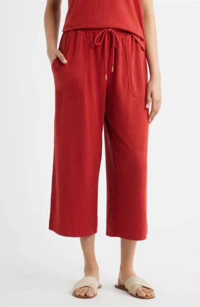 City Blues Crop Wide Leg Drawstring Pants In Red