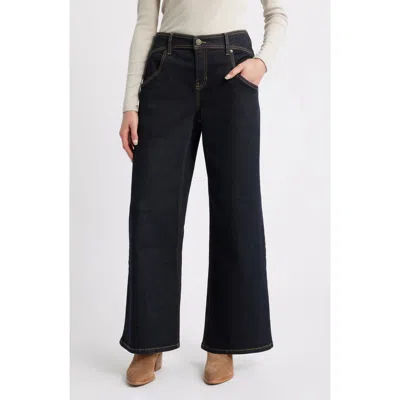 City Blues Curve Yoke High Waist Wide Leg Jeans In Purple