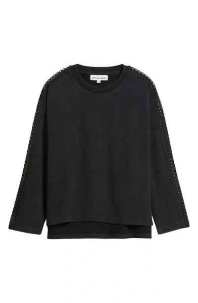 City Blues Detailed Sleeve Sweatshirt In Black