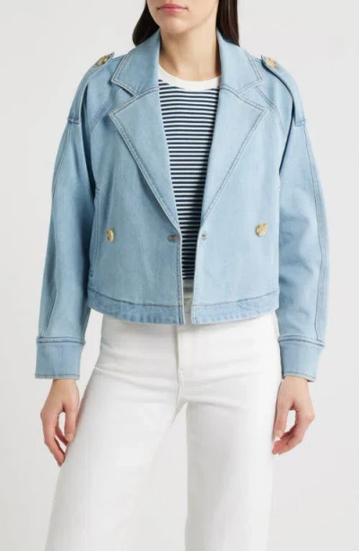 City Blues Double Breasted Denim Crop Trench Jacket