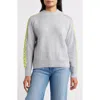 City Blues Embroidered Sleeve Mock Neck Sweater In Gray
