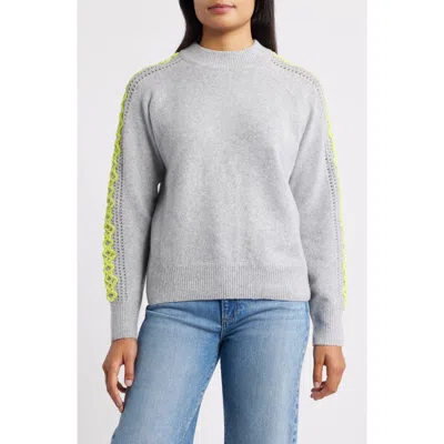 City Blues Embroidered Sleeve Mock Neck Sweater In Gray