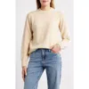 City Blues Embroidered Sleeve Mock Neck Sweater In Neutral