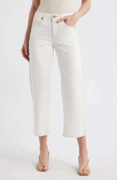 City Blues Embroidered Straight Leg Crop Jeans In White