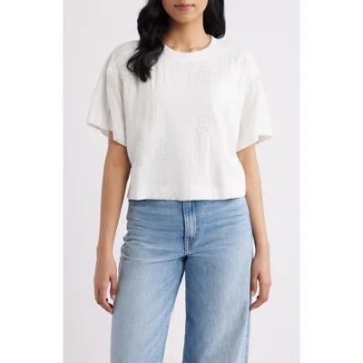 City Blues Eyelet Crop T-shirt In White