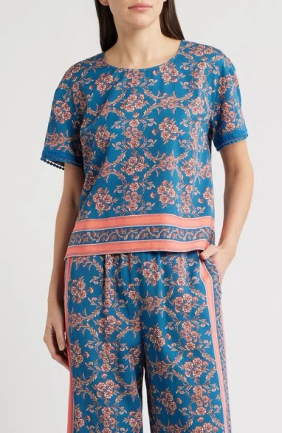 City Blues Floral Woven Top
