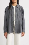 City Blues Gramercy Oversize Denim Snap-up Shirt In Black