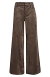 City Blues High Waist Wide Leg Faux Suede Jeans In Brown