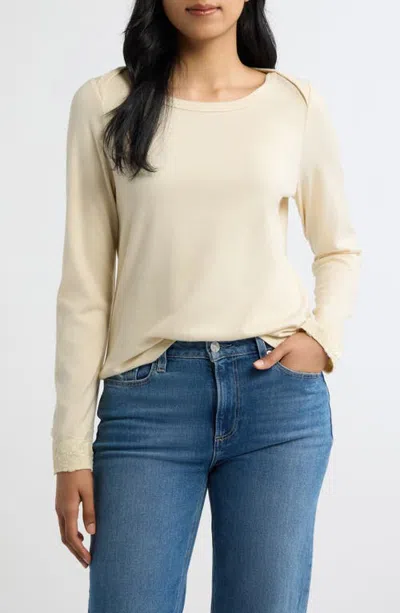 City Blues Lace Cuff Knit Top In Neutral