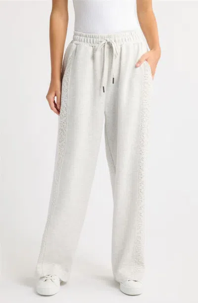 City Blues Lace Detail Wide Leg Lounge Pants In White