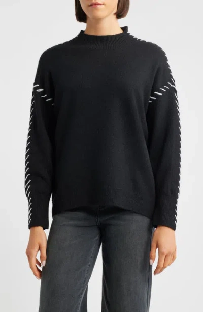 City Blues Lutetia Relaxed Whipstich Sweater In Black