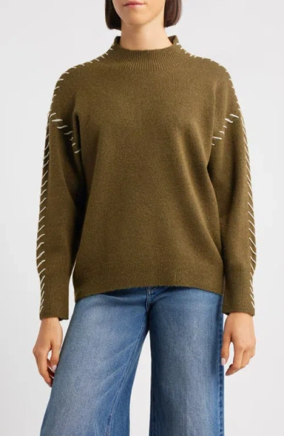 City Blues Lutetia Relaxed Whipstich Sweater In Green