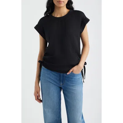 City Blues Mixed Media Drawstring T-shirt In Black