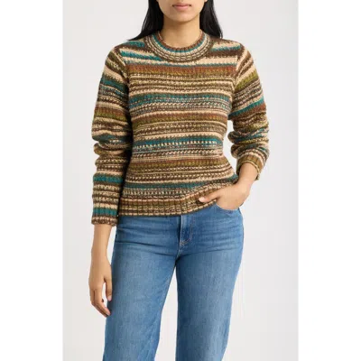 City Blues Mixed Stripe Sweater In Brown Multi