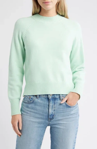 City Blues Mock Neck Raglan Sleeve Sweater In Green