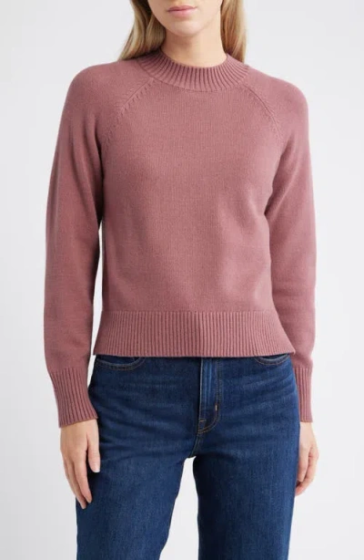 City Blues Mock Neck Raglan Sleeve Sweater In Pink
