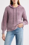 City Blues Open Stitch Hoodie In Pink