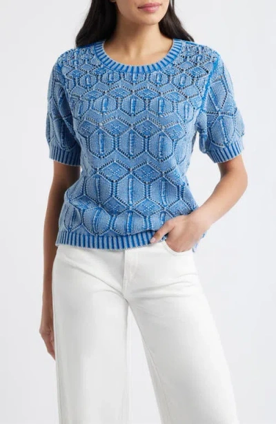 City Blues Open Stitch Short Sleeve Sweater