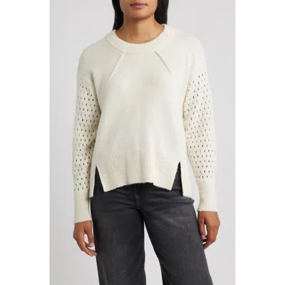City Blues Open Stitch Sleeve Sweater In Neutral