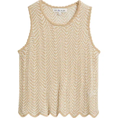 City Blues Open Stitch Sweater Tank In Neutral