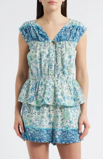 City Blues Paisley Print Sleeveless Peplum Shirt