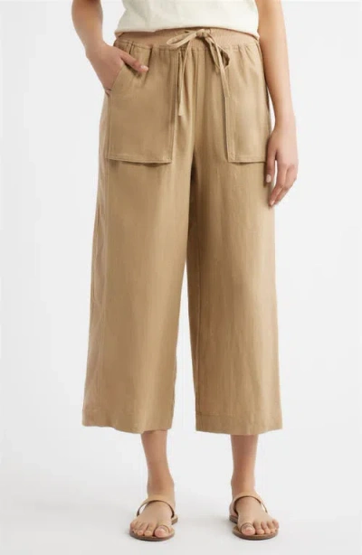 City Blues Patch Pocket Crop Drawstring Pants In Brown