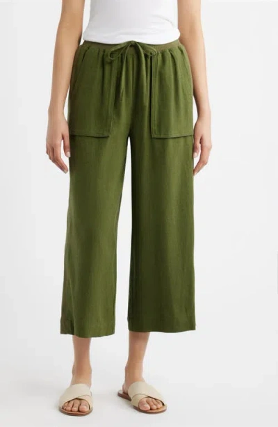 City Blues Patch Pocket Crop Drawstring Pants In Green