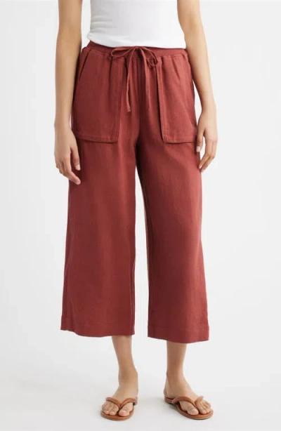 City Blues Patch Pocket Crop Drawstring Pants In Red