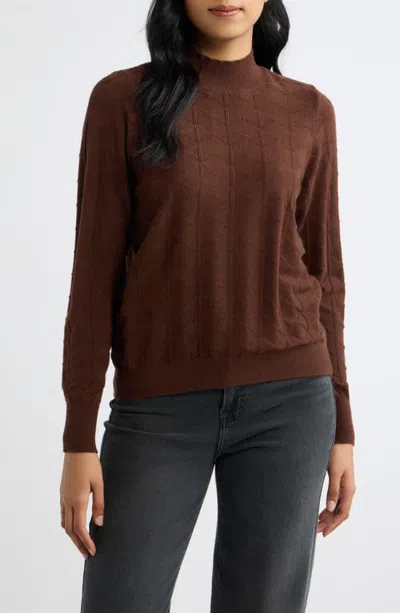 City Blues Pattern Mock Neck Sweater In Brown