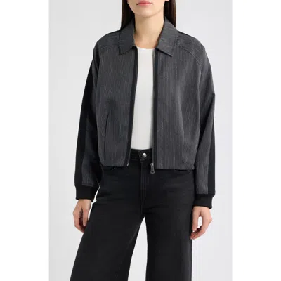 City Blues Pinstripe Front Zip Jacket In Gray
