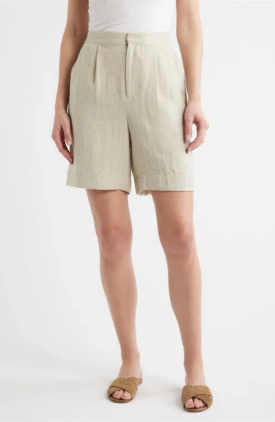 City Blues Pleat Front Bermuda Shorts In Neutral