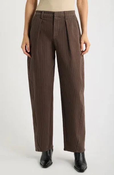 City Blues Pleated Barrel Leg Pants In Brown