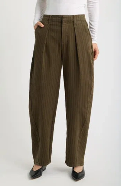 City Blues Pleated Barrel Leg Pants In Brown