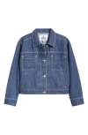 City Blues Pleated Denim Jacket In Purple