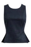 City Blues Pleated Hourglass Sleeveless Faux Suede Top