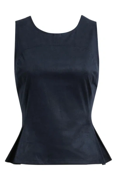 City Blues Pleated Hourglass Sleeveless Faux Suede Top