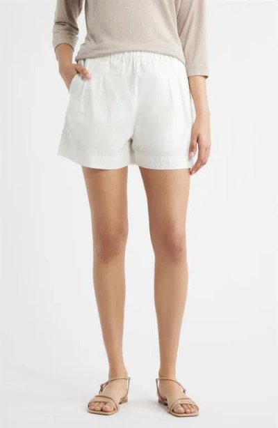 City Blues Pleated Stretch Cotton Shorts In Neutral