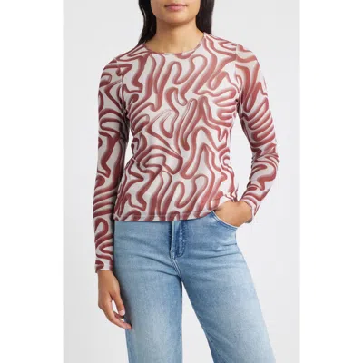 City Blues Print Long Sleeve T-shirt In Pink